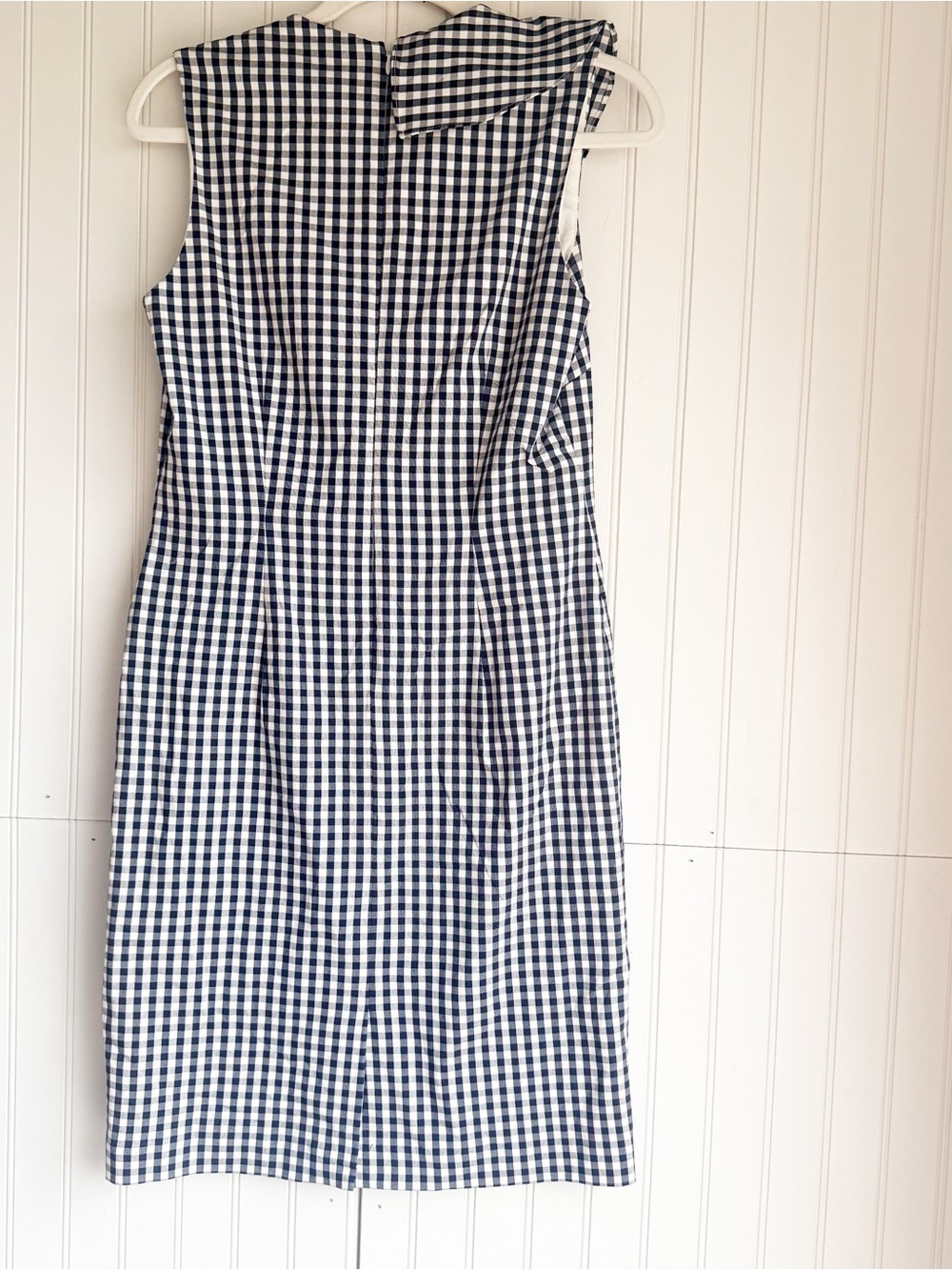 J. McLaughlin Size 6 Navy Blue and White Sleeveless Kathryn Gingham Dress - Picture 6 of 6